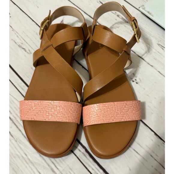 COLE HAAN  Women's 7.5 B Tan Peach Leather Ankle Strap Sandals - Picture 1 of 10